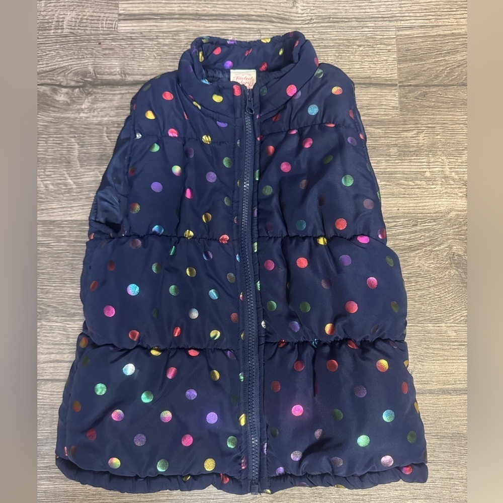 Faded Glory Navy Polka Dot Kids Puffer Vest